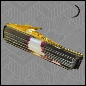 Vintage Tie Bar with Moonstone Art Glass Clip Clasp - Restored